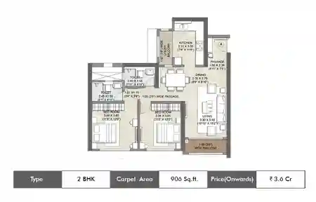 2 BHK-906 SqFt