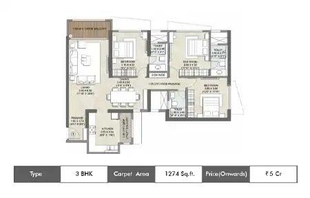 3 BHK-1247 SqFt