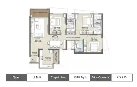 3 BHK-1318 SqFt