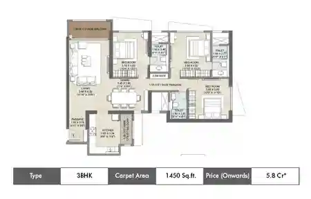 3 BHK-1450 SqFt